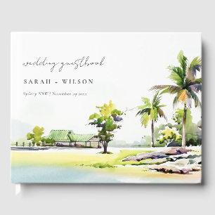 Livro De Visitas Casamento por Aquarela de Palmeiras Costeiras Trop