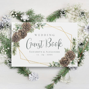 Livro De Visitas Casamento por Aquarela de Pinho de inverno Cone Gr