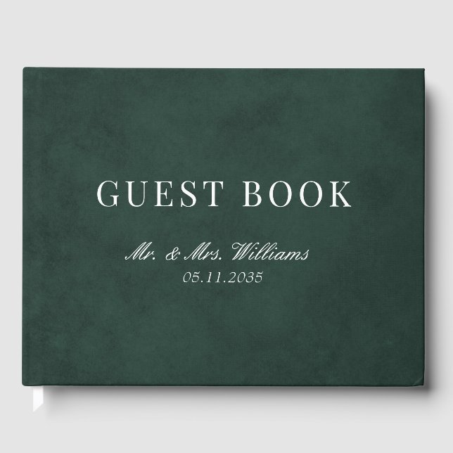 Livro De Visitas Casamento por Aquarela Verde Florestal Elegante (Frente)