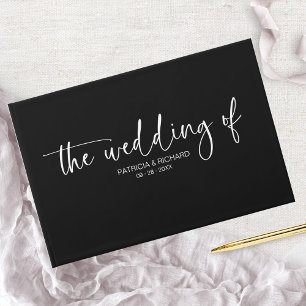 Livro De Visitas Casamento Preto e Branco de Caligrafia Moderna
