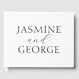 Livro De Visitas Casamento Preto e Branco de Script Elegante
