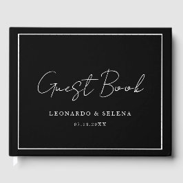 Livro De Visitas Casamento preto e branco elegante e moderno person