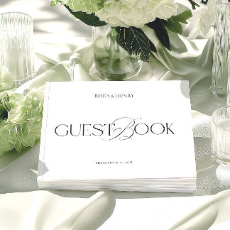 Livro De Visitas Casamento Preto e Branco Minimalista Moderno