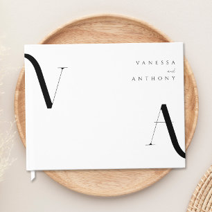 Livro De Visitas Casamento Preto e Branco Minimalista Moderno Elega