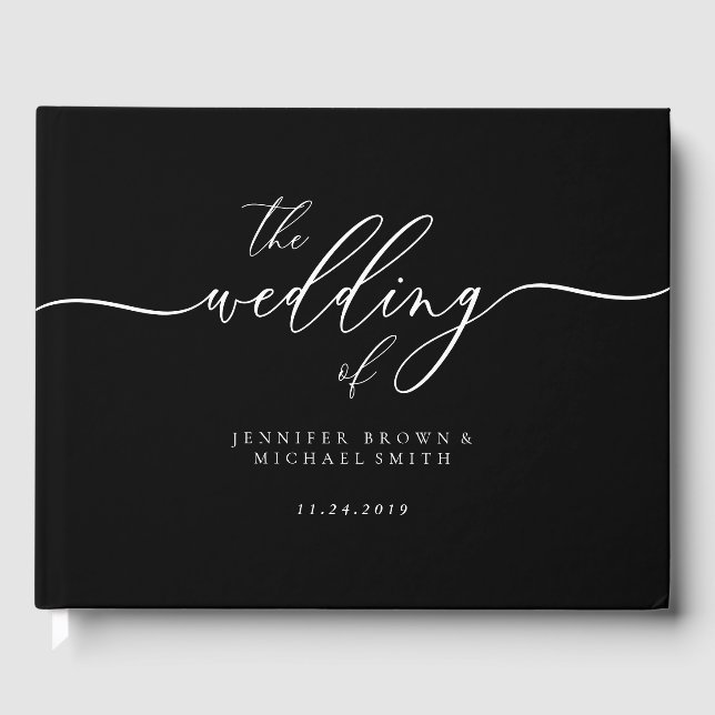 Livro De Visitas Casamento Preto Elegante Assinatura (Frente)