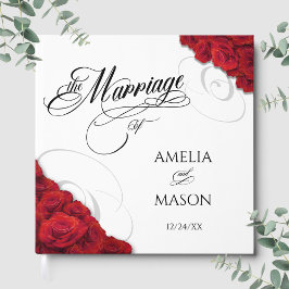 Livro De Visitas Casamento Quadrado de Fotografia de Rosas Vermelha