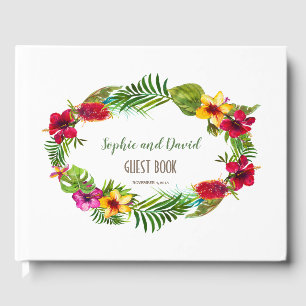 Livro De Visitas Casamento Radial Floral Tropical Havaiano
