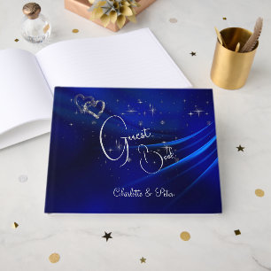 Livro De Visitas Casamento Real Blue Hearts and Stars