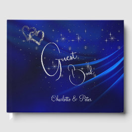 Livro De Visitas Casamento Real Blue Hearts and Stars