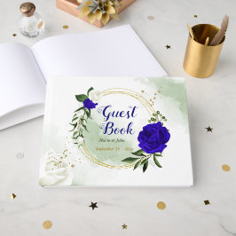 Livro De Visitas casamento real com flores brancas douradas