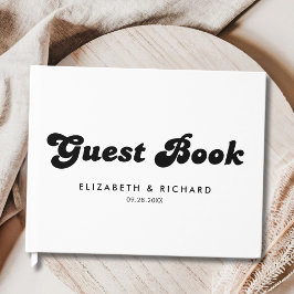 Livro De Visitas Casamento Retro Elegante Preto e Branco