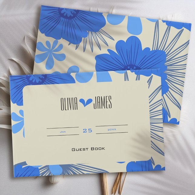 Livro De Visitas Casamento Romântico Azul Floral (Criador carregado)