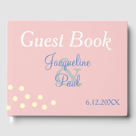 Livro De Visitas Casamento rosa Blue Bolinhas Heart