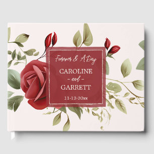 Livro De Visitas Casamento Rosa-Blush das Rosas vermelhas romântica