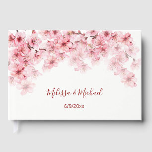 Livro De Visitas Casamento Rosa Branco Flor de Cerejeira