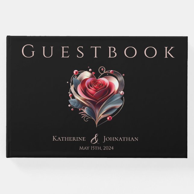 Livro De Visitas Casamento Rosa Com Forma Moderna (Frente)