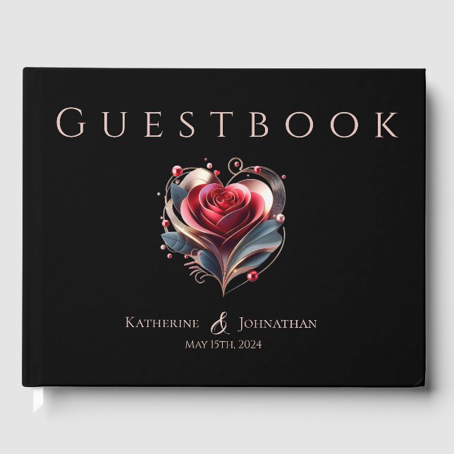 Livro De Visitas Casamento Rosa Com Forma Moderna (Frente)