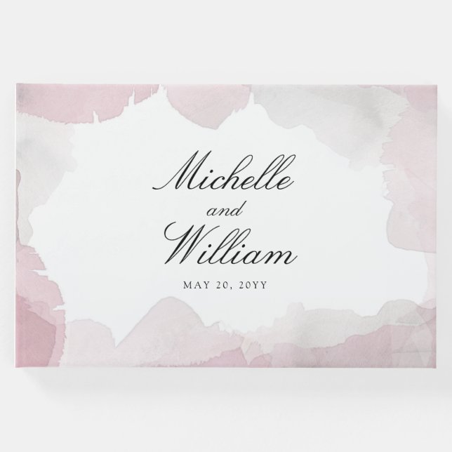Livro De Visitas Casamento rosa com pincel de desbonair (Frente)
