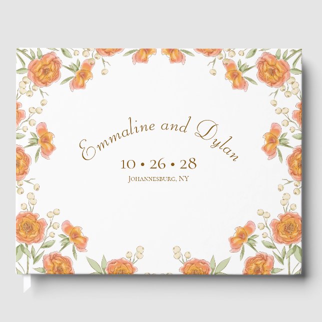 Livro De Visitas Casamento Rosa Laranja (Frente)