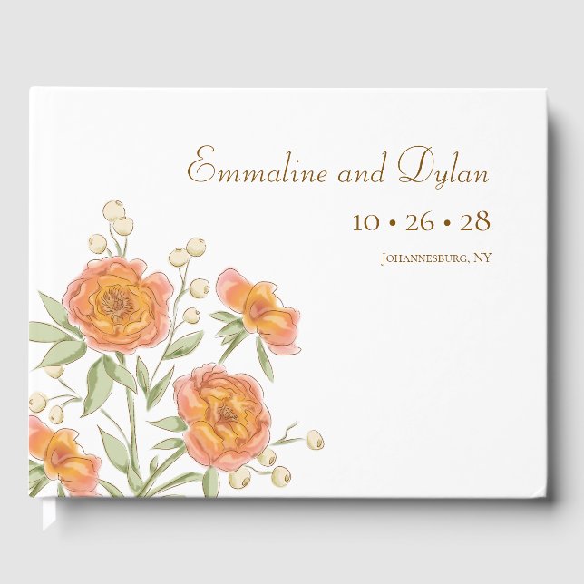 Livro De Visitas Casamento Rosa Laranja (Frente)