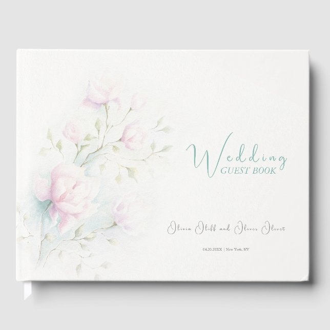 Livro De Visitas Casamento Rosa Magnolia (Frente)