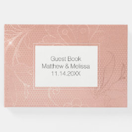 Livro De Visitas Casamento Rosa Rosa Rosa Glam Lace