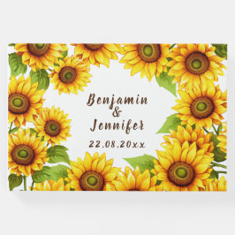 Livro De Visitas Casamento russo de girassol moderno elegante