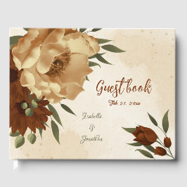Livro De Visitas casamento russo de terracotta floral verde