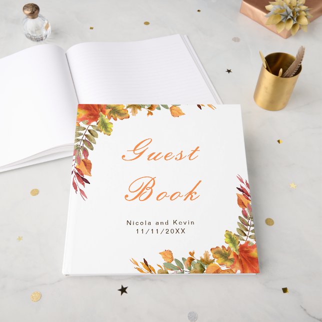 Livro De Visitas Casamento Rustic Autumn Fall (Frente aberta)