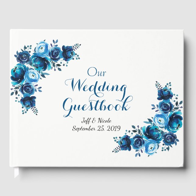 Livro De Visitas Casamento Rustic Blue Floral Country Barn (Frente)