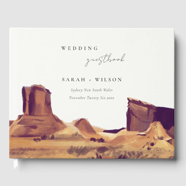 Livro De Visitas Casamento Rustic Boho Watercolor Desert (Frente)