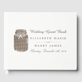 Livro De Visitas Casamento Rustic Burlap Mason Jar