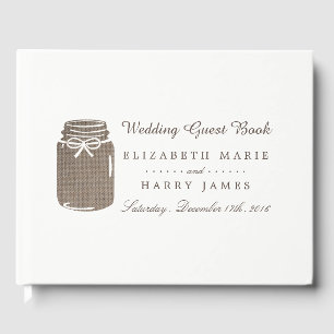 Livro De Visitas Casamento Rustic Burlap Mason Jar