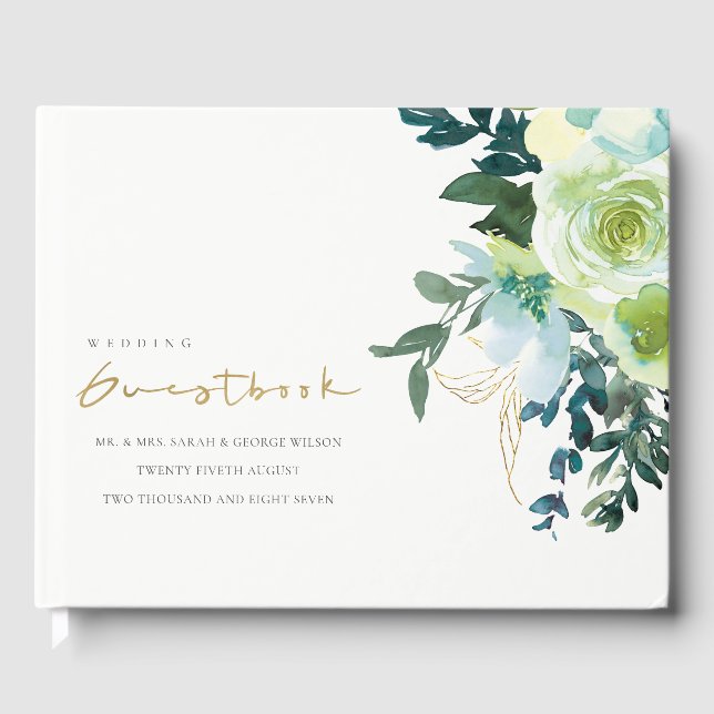 Livro De Visitas Casamento Rustic Chic Blue Floral (Frente)