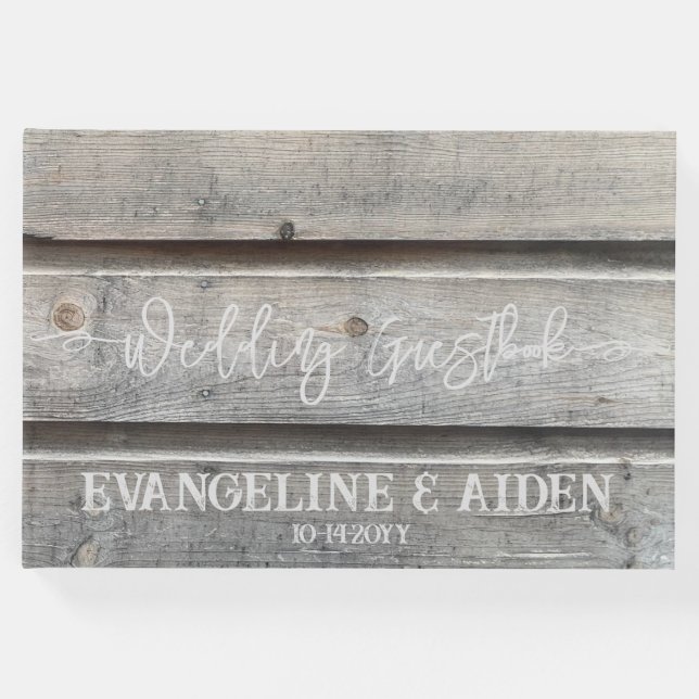 Livro De Visitas Casamento Rustic Chic Cinza Barnwood (Frente)