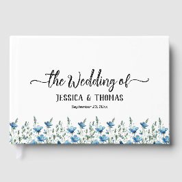 Livro De Visitas Casamento Rustic Dusty Blue Boho Chic Wildflower