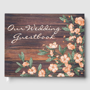 Livro De Visitas Casamento Rustic Dusty Green Orange Cherry Blossom