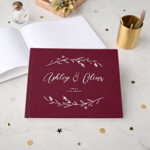 Livro De Visitas Casamento Rustic Elegant Burgundy Selvagens
