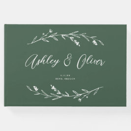 Livro De Visitas Casamento Rustic Elegant Dark Green
