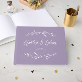 Livro De Visitas Casamento Rustic Elegant Lavanda Roxo