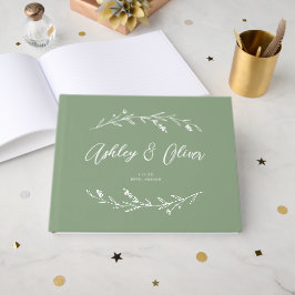 Livro De Visitas Casamento Rustic Elegant Sage Green Selvagens
