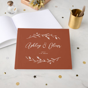 Livro De Visitas Casamento Rustic Elegant Terracotta Wildflower