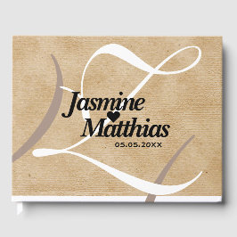 Livro De Visitas Casamento Rustic Elegant Vintage Monograma Burlap