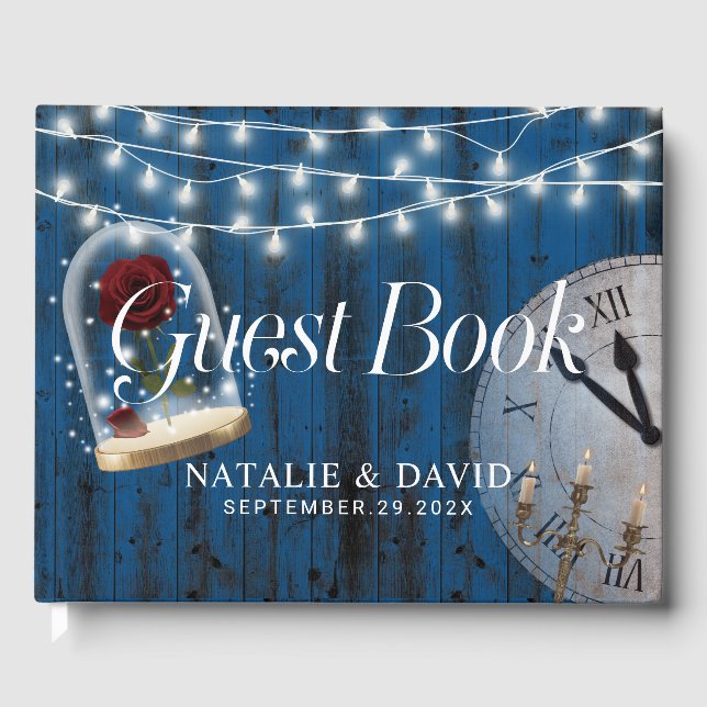 Livro De Visitas Casamento Rustic Fairytale Princesa Marinho Barn (Frente)