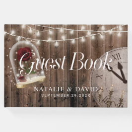 Livro De Visitas Casamento Rustic Fairytale Rosa Glass Dome