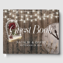 Livro De Visitas Casamento Rustic Fairytale Rosa Glass Dome