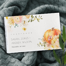 Livro De Visitas Casamento Rustic Floral Orange Autumn Pumpkin