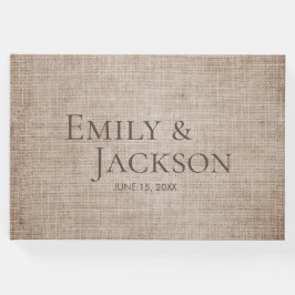 Livro De Visitas Casamento Rustic Minimal Brown Burlap Linen