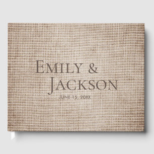 Livro De Visitas Casamento Rustic Minimal Brown Burlap Linen