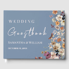 Livro De Visitas Casamento Rustic Periwinkle Chic Boho Wildflower